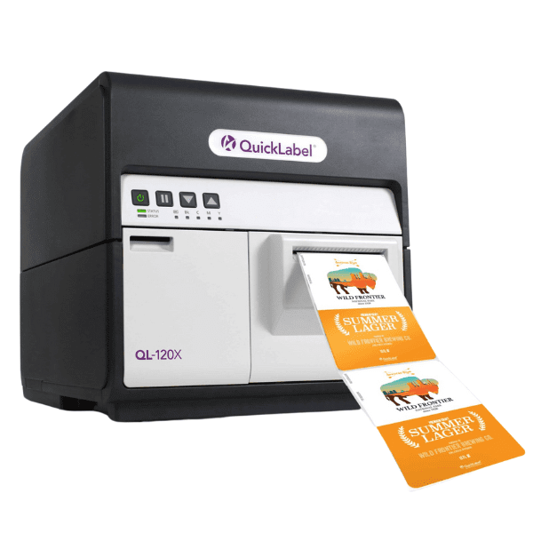 Label printer QL-120X in use for color printing of beer labels